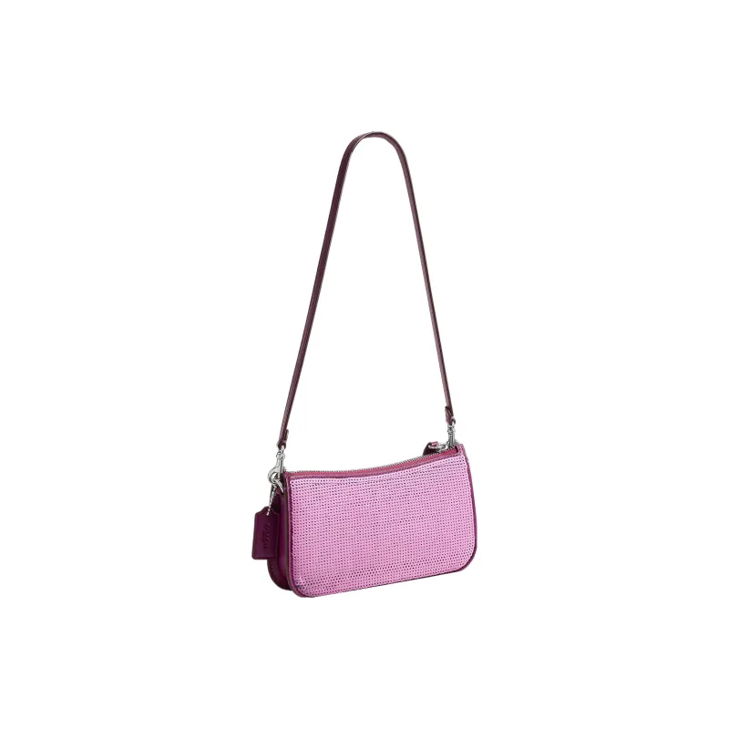 COACH Penn Calfskin Shoulder Bag Portable Crossbody Bag Shoulder Bag Women's Silver Deep Magenta Red-1