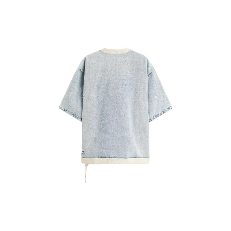 ZARA Drop Shoulder Sleeve T-Shirt Men's Light Blue-1