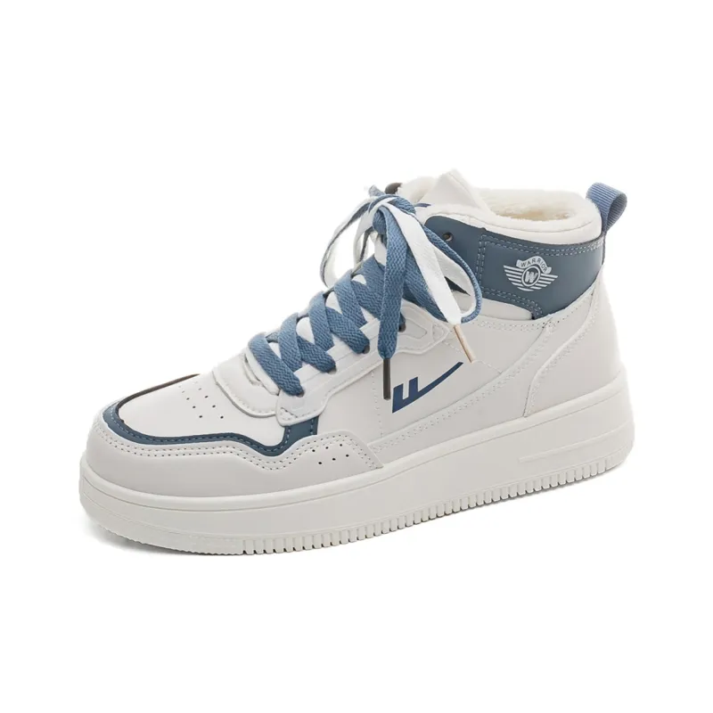 WARRIOR Skateboard Shoes Unisex High Top Beige Blue-1