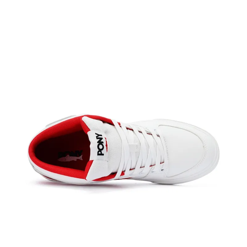 PONY Atop Wear Resistant Slip Resistant Low Top Skateboard Shoes Unisex White Red-2