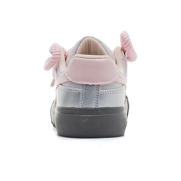 Warrior Warrior Lightweight And Breathable Low-Top Skateboard Shoes Women's Silver Pink Red-2