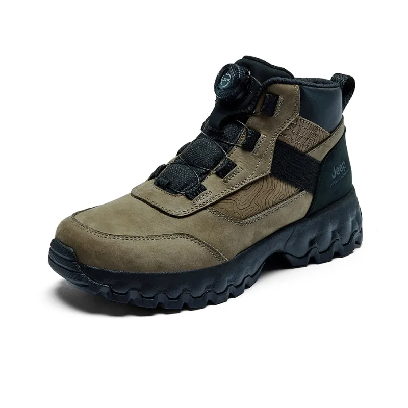 Jeep Breathable Warm Water Resistant Wear Resistant Cushioning Short Outdoor Boots Men's Olive Green-2