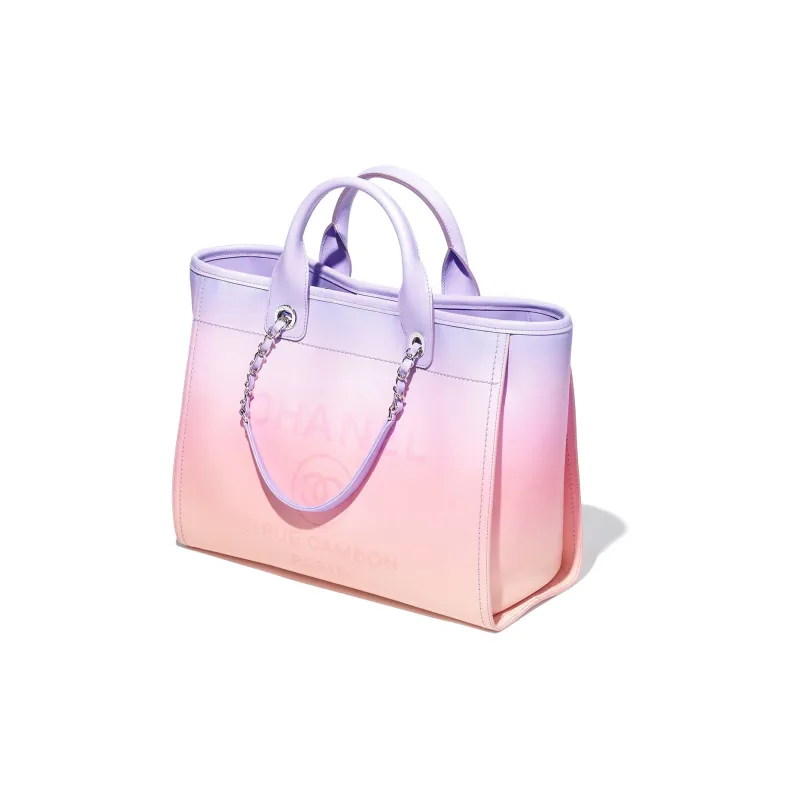 CHANEL Calfskin Beach Bag, Tote Bag, Shopping Bag, Shoulder Bag, Crossbody Bag, Handbag Women's Purple & Pink-1