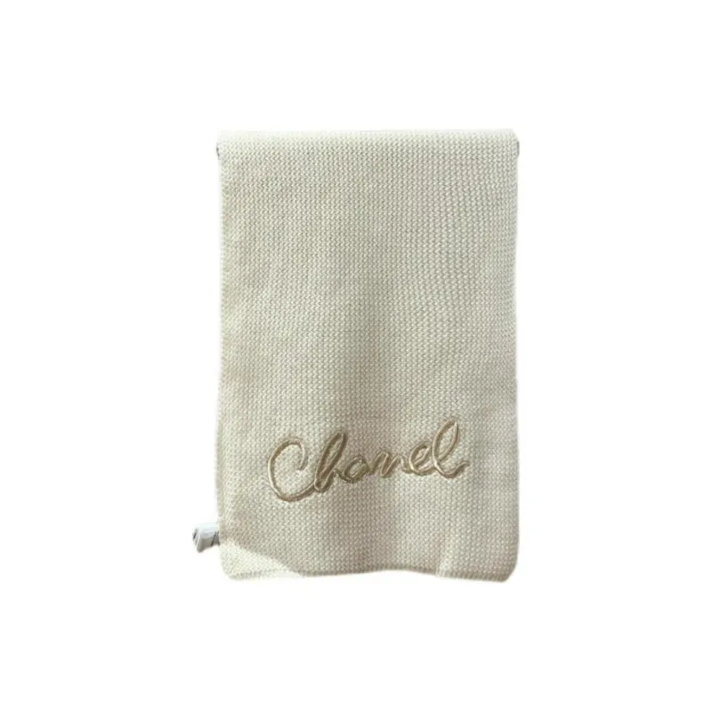 CHANEL Knit Scarves Women's Beige Yellow-0