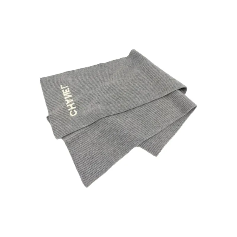 CHANEL Knit Scarves Unisex Gray-4