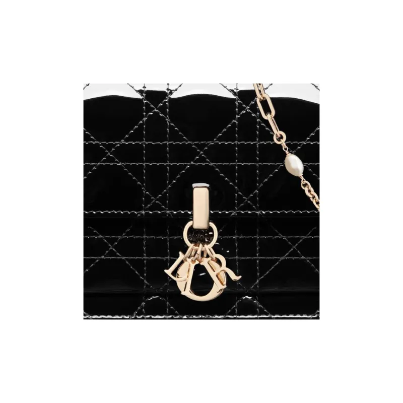 DIOR Lady Dior Calfskin Clutches Shoulder Bag Crossbody Bag Women's Black-4