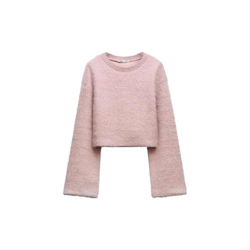 ZARA Crop Tops Women's Light Pink Red