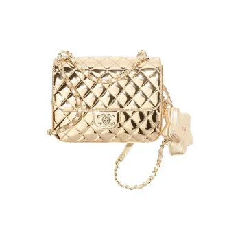 CHANEL Metallic Mirror Finish Calfskin Coin Purse Backpack Women's Gold