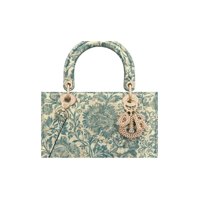 DIOR Lady D-Lite Sheepskin Daisie Bag Tote Bag Shopping Bag Handbag Medium Size Women's Blue-5
