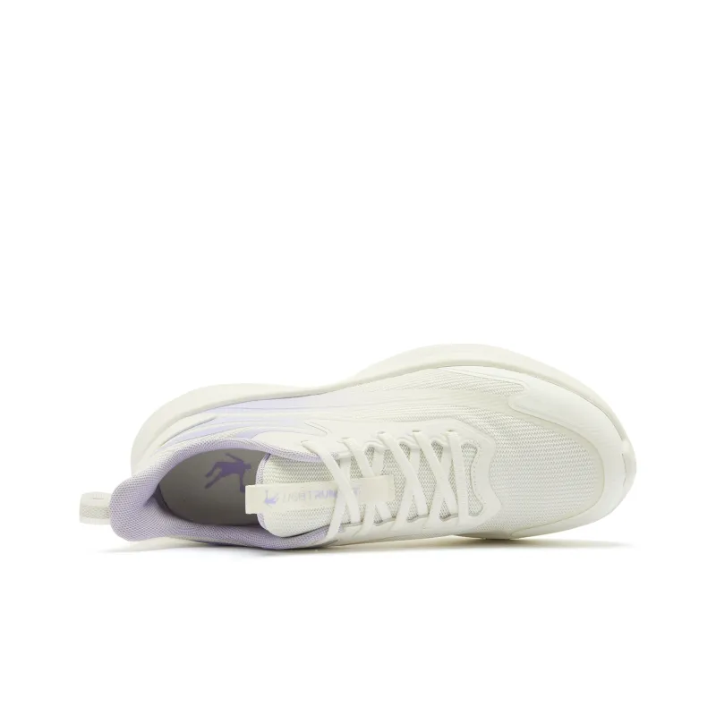 QIAODAN Cushioning, Slip Resistant, And Abrasion Resistant Low Top Training Running Shoes Women's White Purple-3