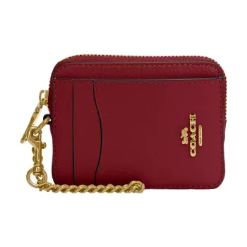 COACH Card Case Eggstone Grain Leather Coin Purses Card Holders Regular Women's Gold Multicolor Peach