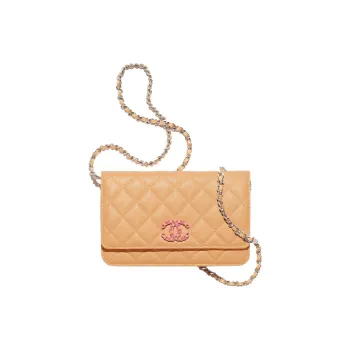 CHANEL Grain Embossed Calfskin Shoulder Bag, Crossbody Bag, Wallet Women's Orange