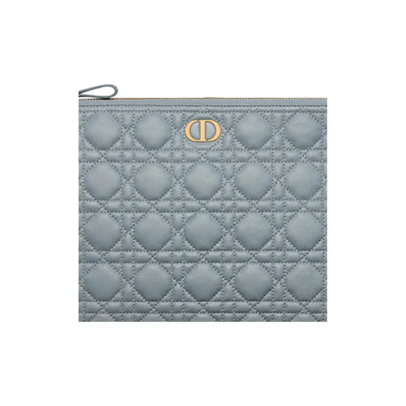 DIOR Caro Cow Leather Storage Bag Handbag Clutch Large Size Women's Cloud Blue-2