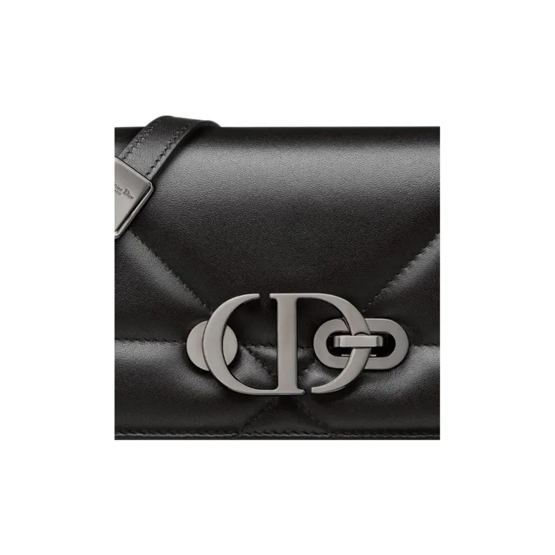 DIOR 30 Montaigne Wicker Pattern Sheepskin Portable One Shoulder Crossbody Clutches Women's Black-6