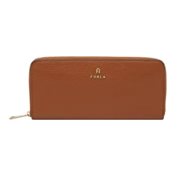 Furla Grain Calfskin Wallet Regular Women's Cognac Brandy