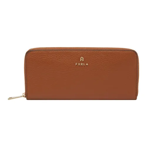 Furla Grain Calfskin Wallet Regular Women's Cognac Brandy