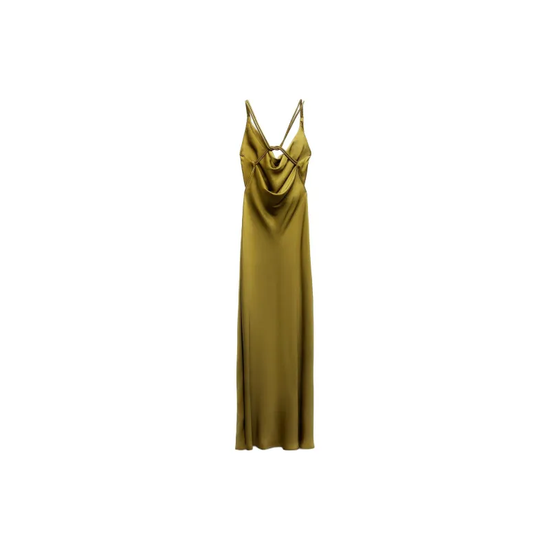 ZARA Slip Dresses Women's Olive Green-1