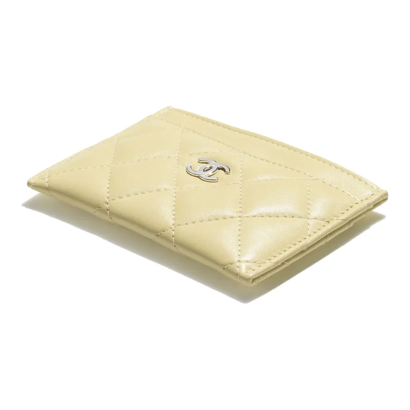 CHANEL Sheepskin Card Holder Women's Yellow-2