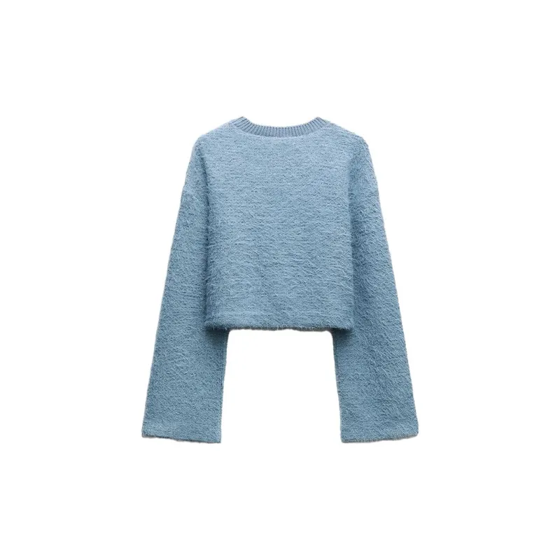 ZARA Crop Tops Women's Light Blue-1