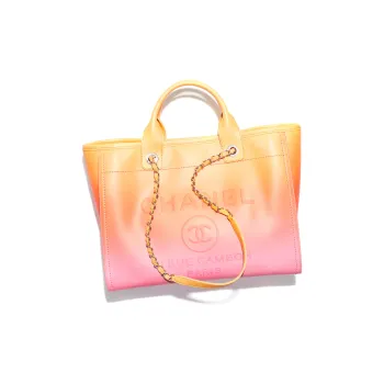 CHANEL Gradient Calfskin Tote Bag Shopping Bag Shoulder Bag Crossbody Bag Handbag Women's Orange/Coral/Pink