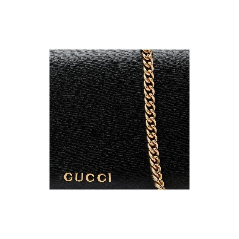 GUCCI Leather Shoulder Bag, Crossbody Bag, Wallet Regular Women's Black-8