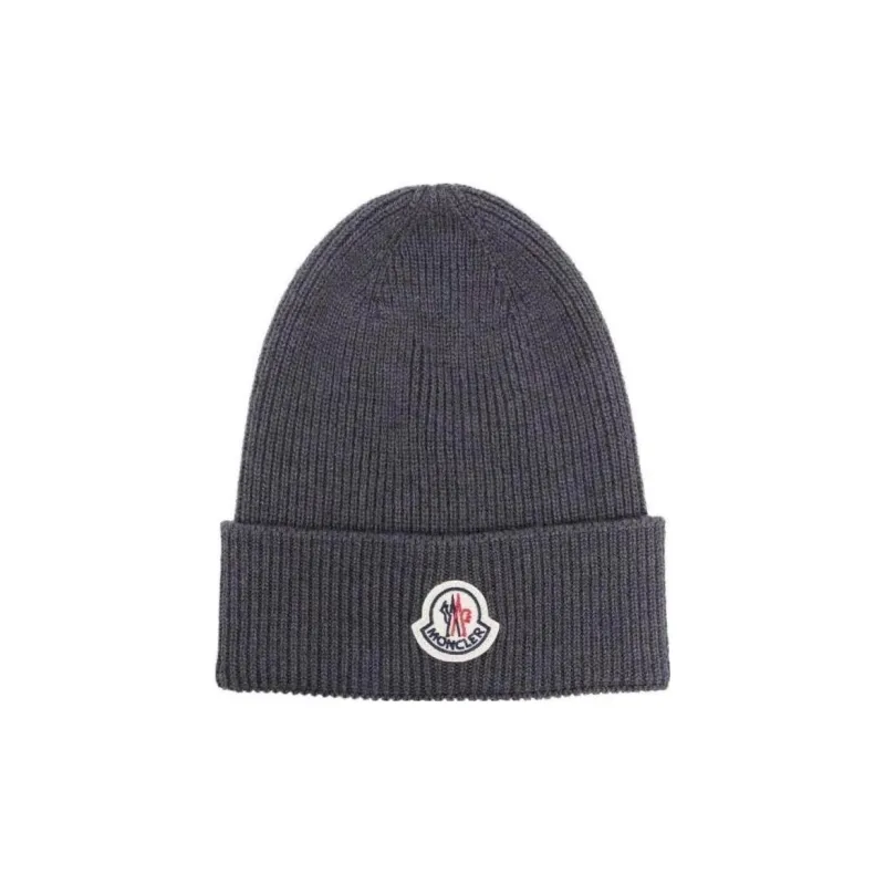 Moncler Logo patch Knitted Beanie Hat-0