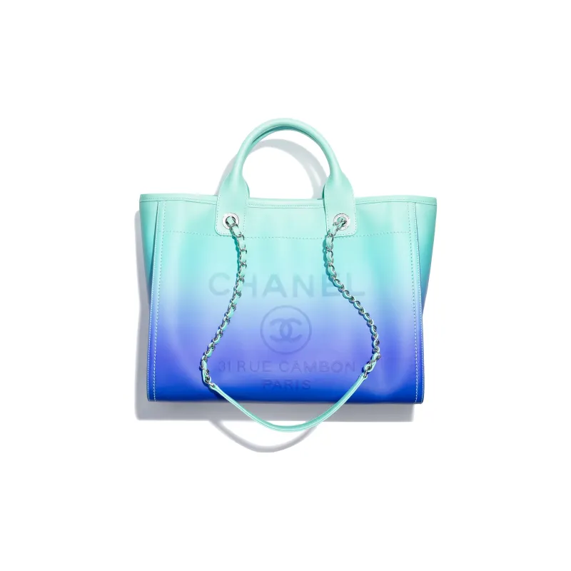 CHANEL Calfskin Beach Bag, Shoulder Bag, Crossbody Bag, Handbag Women's Turkish Blue-0