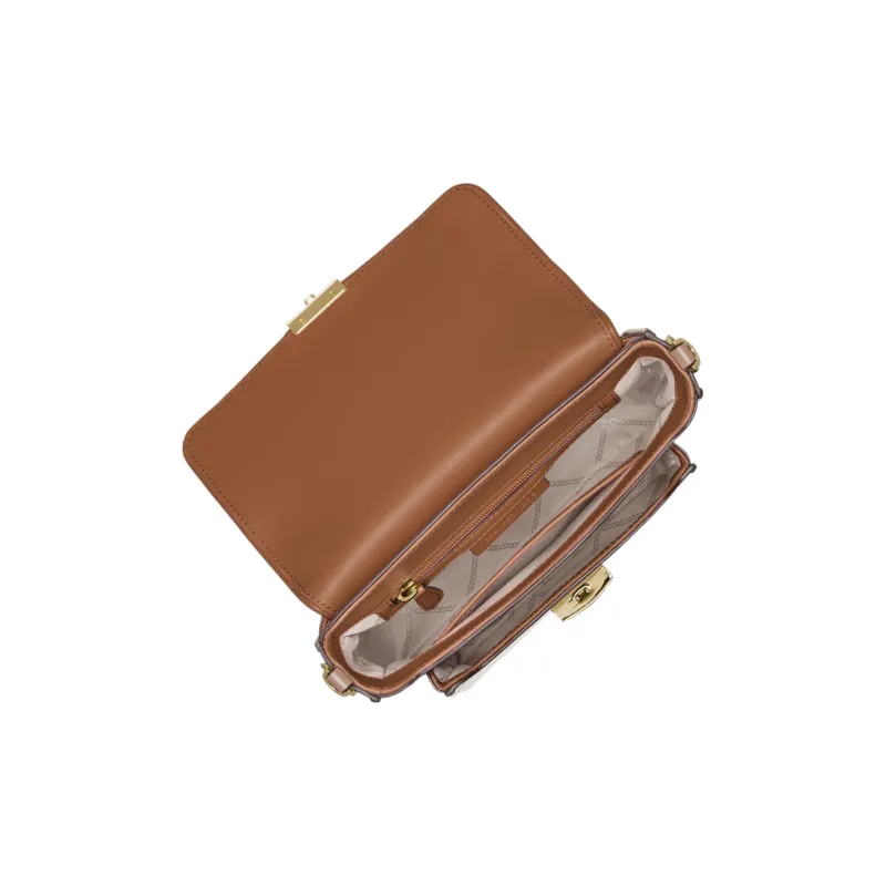 MICHAEL KORS Leather Shoulder Bag Crossbody Bag Medium Size Women's Orange Red & Acorn Brown & Milk White-2