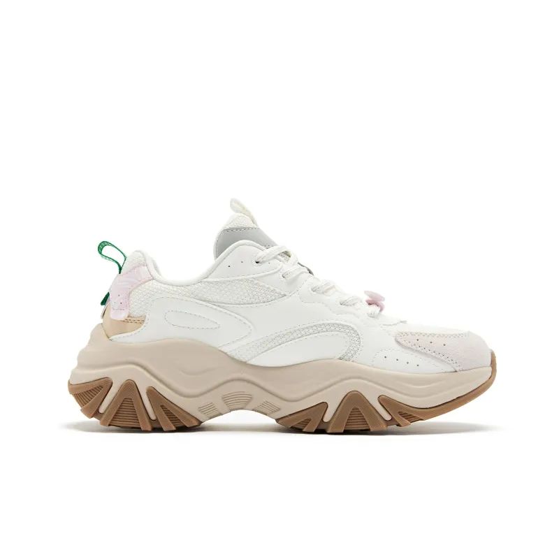 QIAODAN Bianco Shoes Cushioning Abrasion Resistant Lightweight Low Top Casual Shoes Women's White Green-1