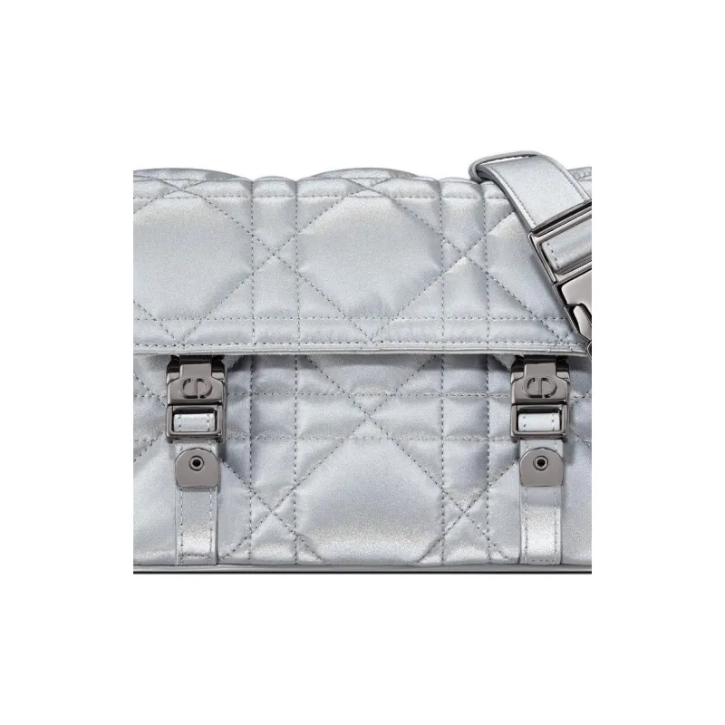 DIOR DiorCamp Cow Leather Messenger Bag, Crossbody Bag, Shoulder Bag Small Size Women's Silver-5