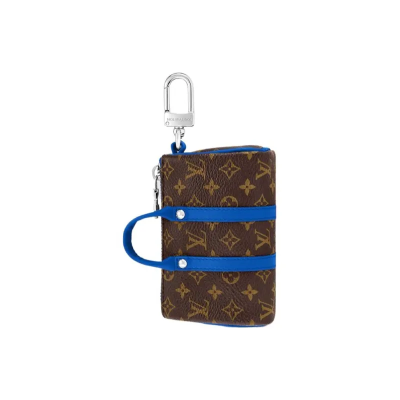 LOUIS VUITTON Mini Keepall Canvas With Leather Monkey Bag Keychain Accessory Men's Blue-2