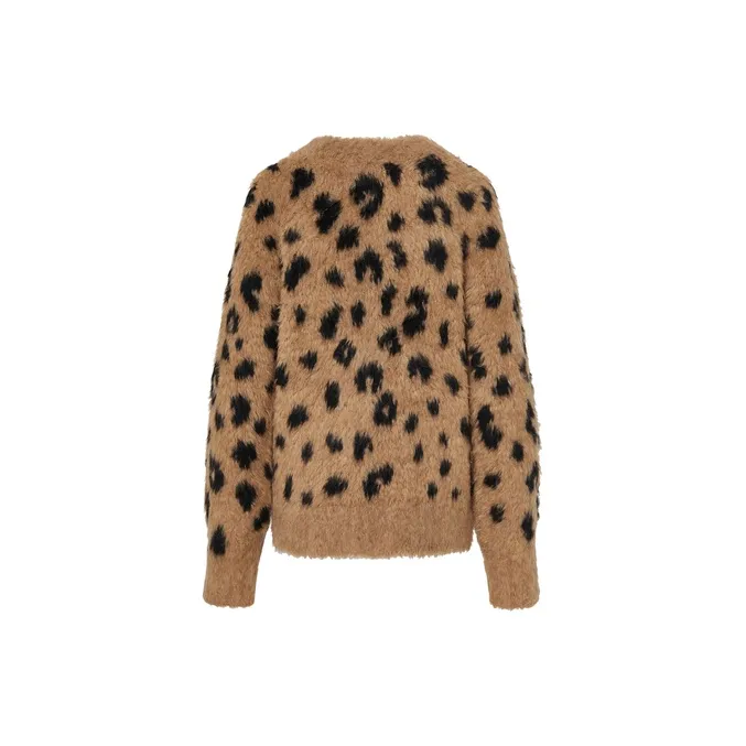 MOCO Sweater Women's Camel Brown Leopard-1