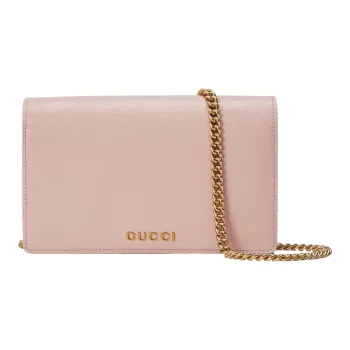GUCCI Leather Shoulder Bag Crossbody Bag Wallets Regular Women's Light Pink