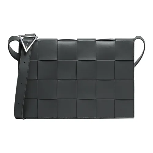 Bottega Veneta CASSETTE Calfskin Shoulder Bag Crossbody Bag Extra Large Men's Slate Gray