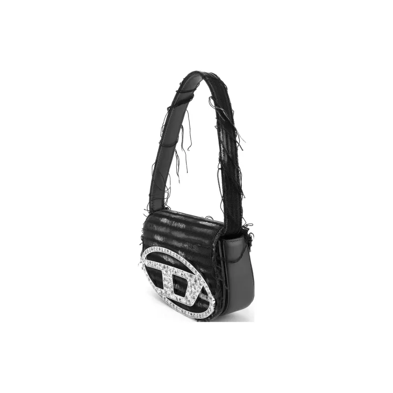 DIESEL Cow Leather With Cotton Portable Crossbody Bag, Shoulder Bag Women's Black-1