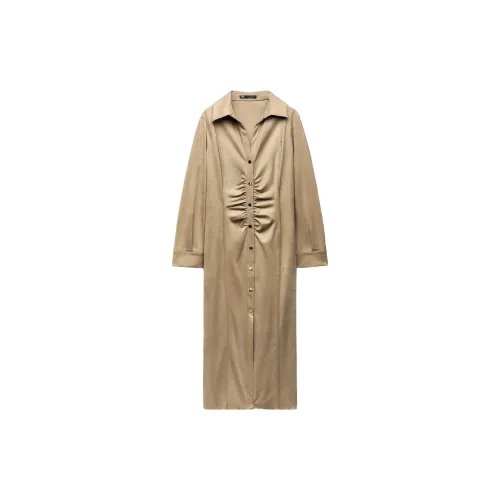 ZARA Long-Sleeved Dresses Women's Sand