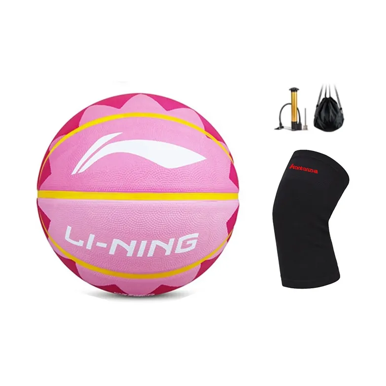 LiNing Rubber Basketball Pink Size 7 Training Unisex-15