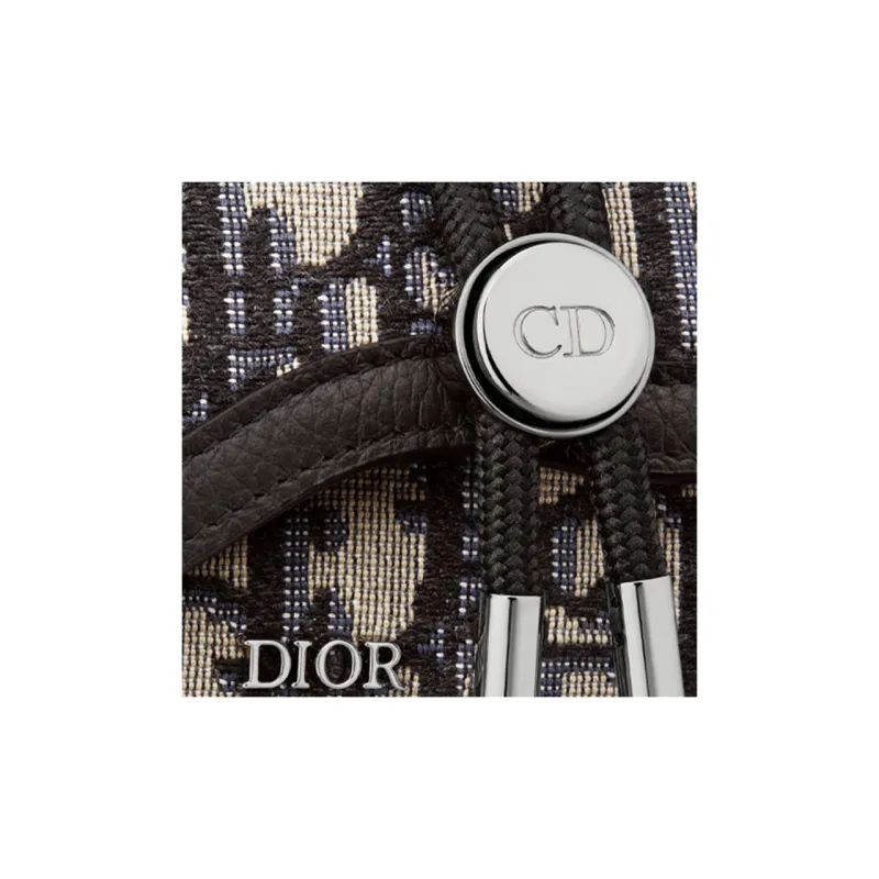 DIOR Saddle Fabric With Leather Saddle Bag Shoulder Bag Crossbody Bag With Clip Closure Regular Men's Beige And Black-5