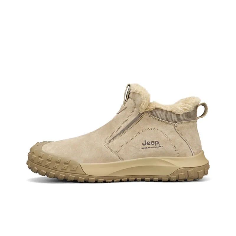 Jeep Warm Fleece Lined Padded Shoes Mid Top Outdoor Shoes Men's Sand-0