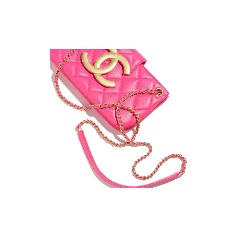 CHANEL Sheepskin Baguette Bag, Shoulder Bag, Crossbody Bag Women's Peach Pink-3