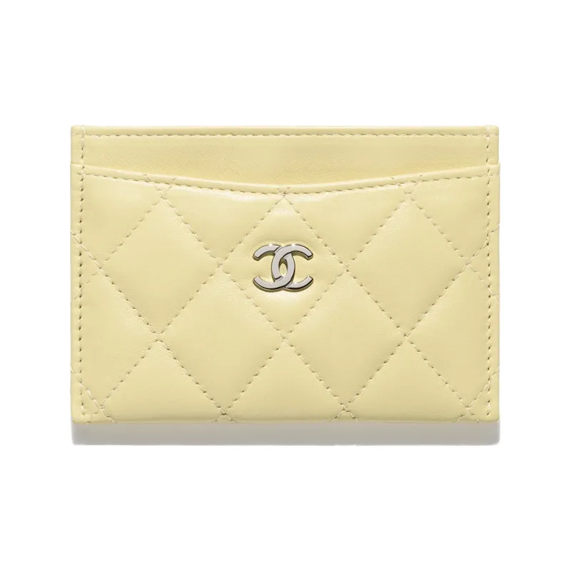CHANEL Sheepskin Card Holder Women's Yellow-0