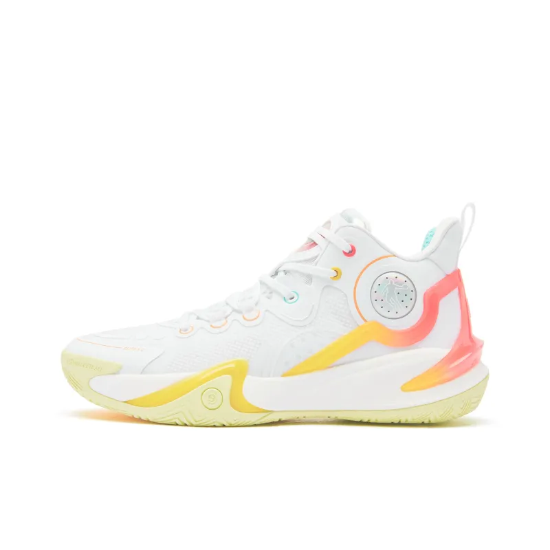 QIAODAN Busters 5ELITE Dawn Cushioned Wear Resistant Breathable Lightweight Low Top Basketball Shoes Men's White Yellow-0