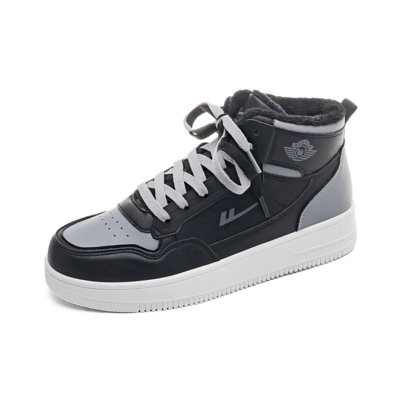 Warrior Wing Series Slip Resistant Cushioning Wear Resistant Lightweight High Top Skateboard Shoes Men's Black-1