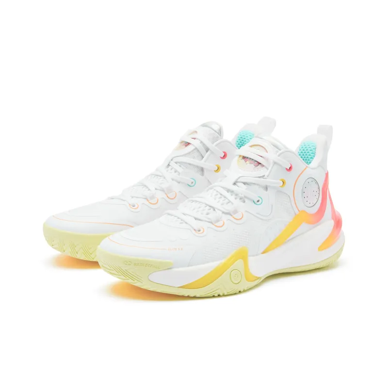 QIAODAN Busters 5ELITE Dawn Cushioned Wear Resistant Breathable Lightweight Low Top Basketball Shoes Men's White Yellow-2