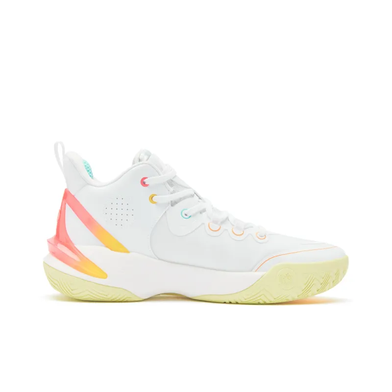 QIAODAN Busters 5ELITE Dawn Cushioned Wear Resistant Breathable Lightweight Low Top Basketball Shoes Men's White Yellow-1