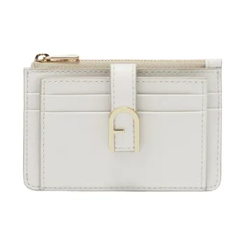 Furla Calfskin Card Holder Small Size Women's Cotton Candy