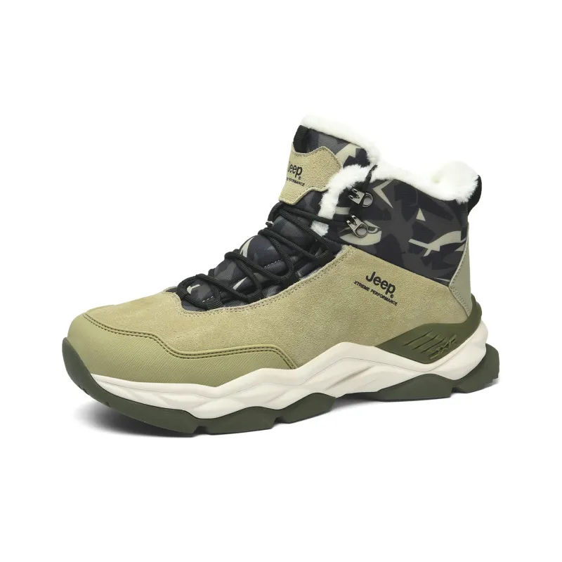Jeep Breathable Warm Wear Resistant Cushioning Height Increasing Short Outdoor Boots Men's Green-1