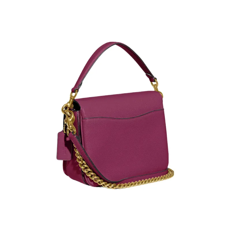 COACH Cassie Pebble Leather Handbag, Crossbody Bag, Shoulder Bag Women's Brass With Deep Plum-1