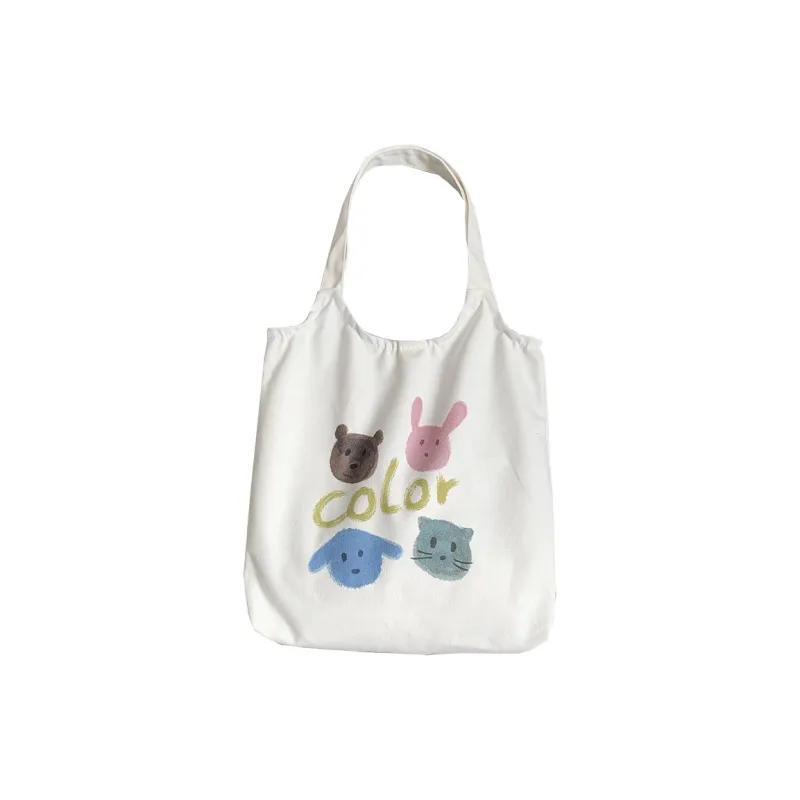 PINK·LAND Canvas Tote Bag Shopping Bag Canvas Bag Shoulder Bag Regular Women's White-1