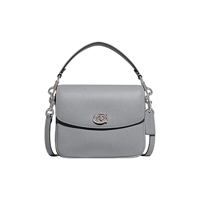 COACH Cassie Pebble Leather Handbag, Shoulder Bag, Crossbody Bag Trumpets Women's Silver & Gray Blue-0